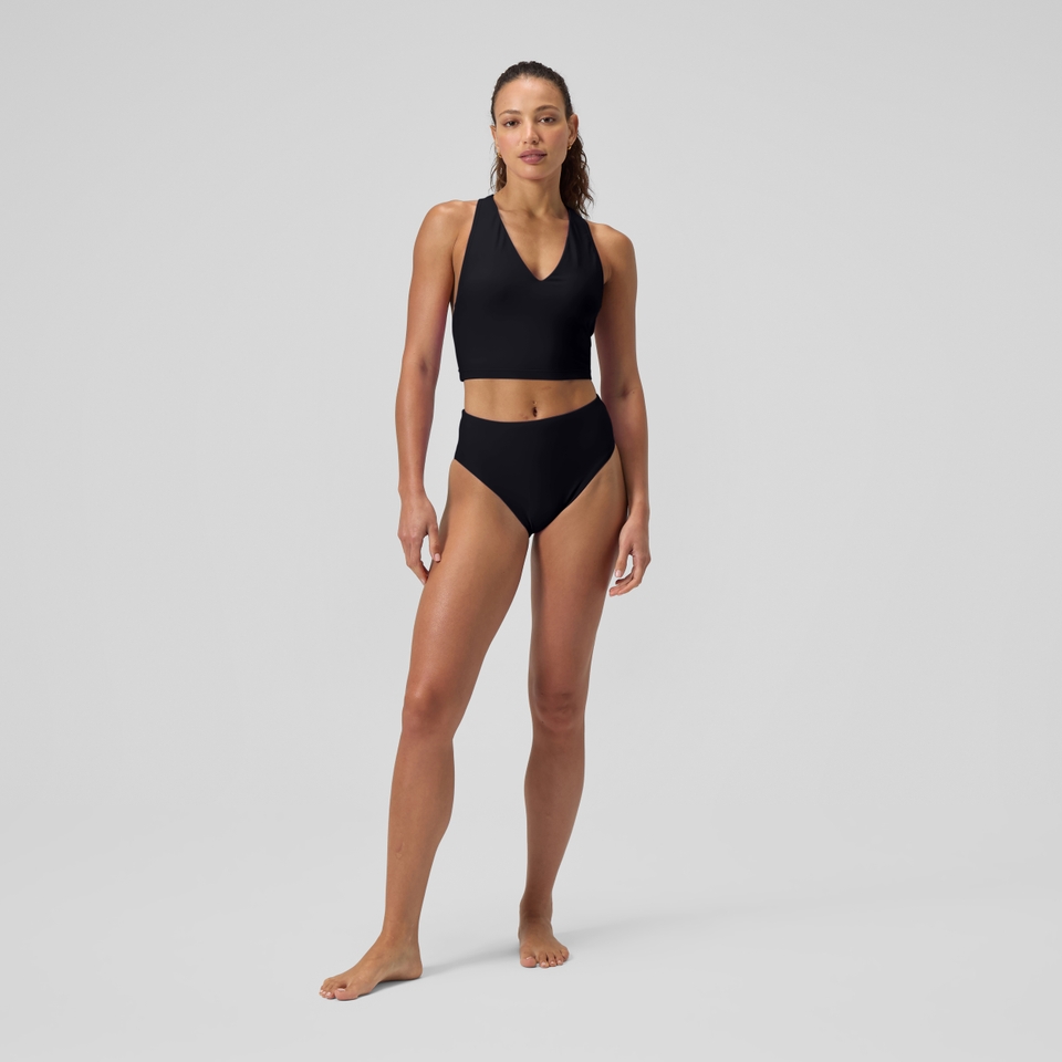 Women's Solid Racerback Crop Top Black