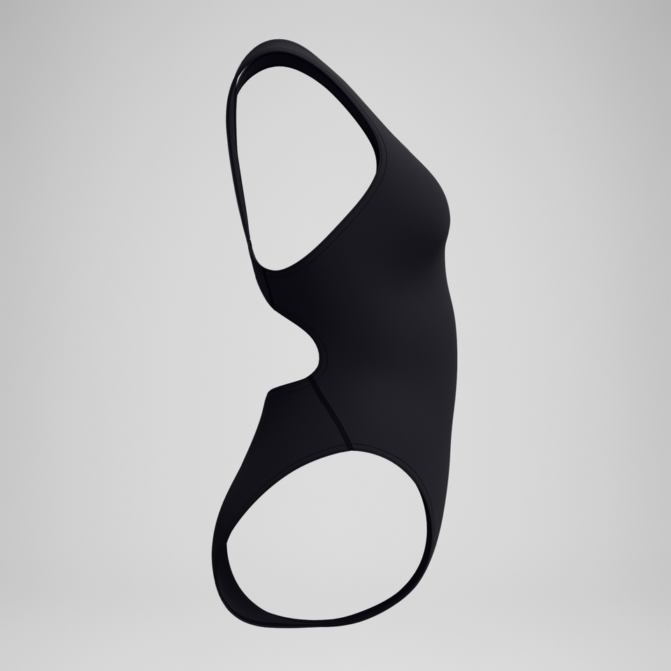 Women's Solid Super Pro One Piece Black
