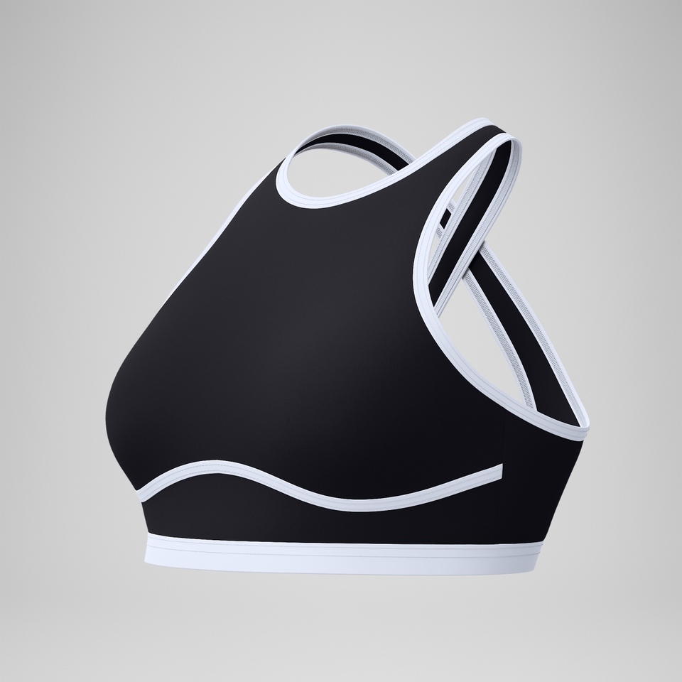 Women's Bound Highneck Crop Top Black
