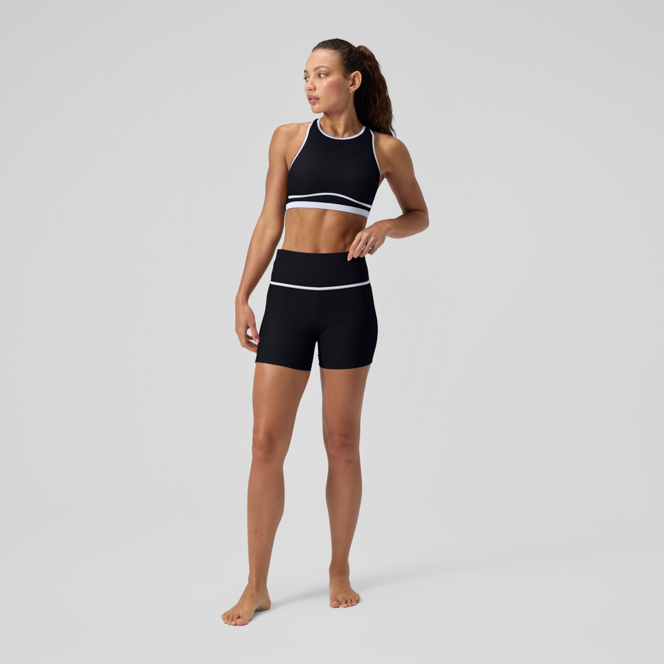 Women's Bound Highneck Crop Top Black