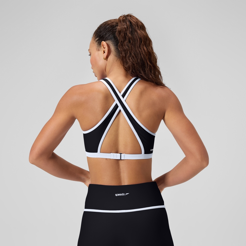 Women's Bound Highneck Crop Top Black