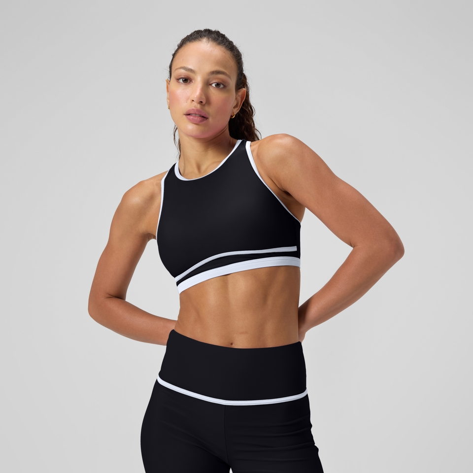 Women's Bound Highneck Crop Top Black