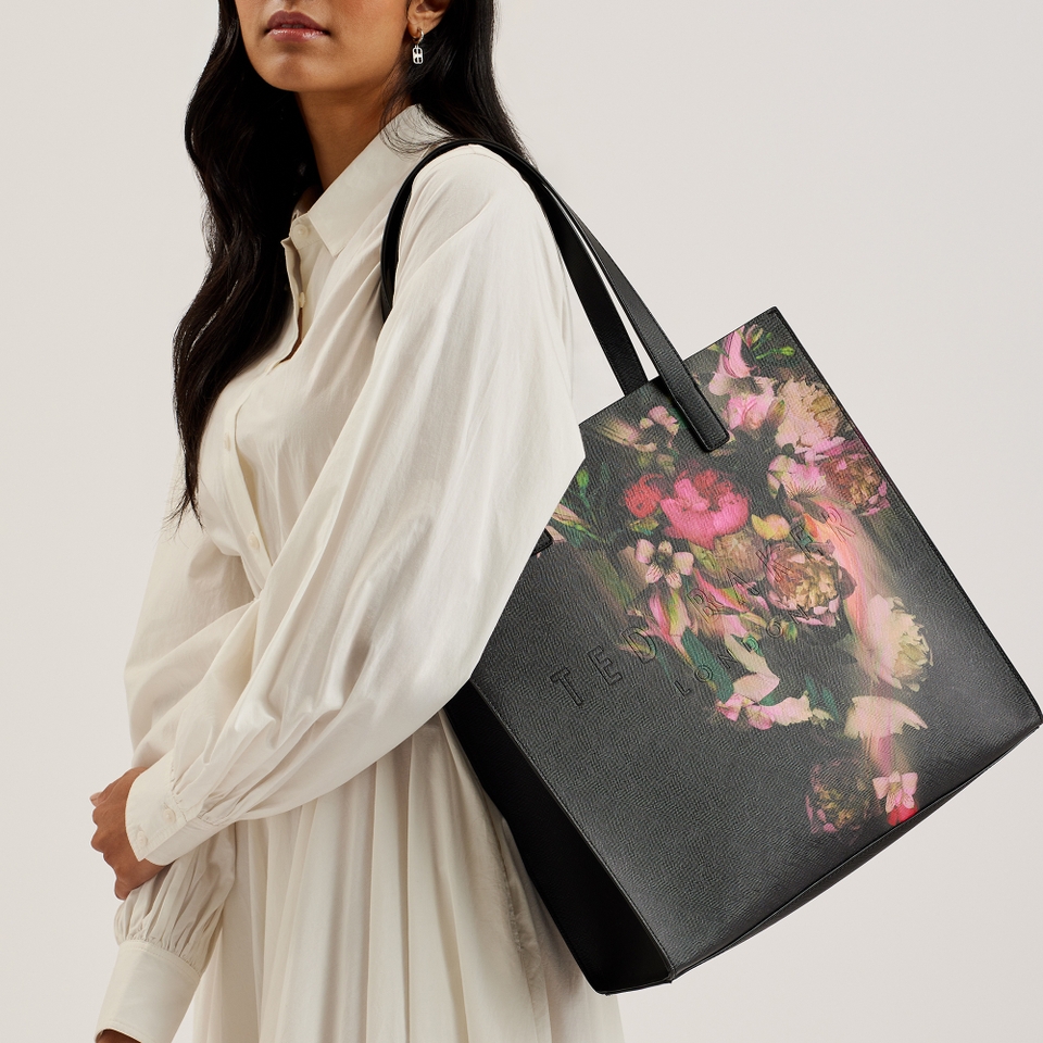 Ted Baker Women s Saliine Printed Large Icon Bag Black