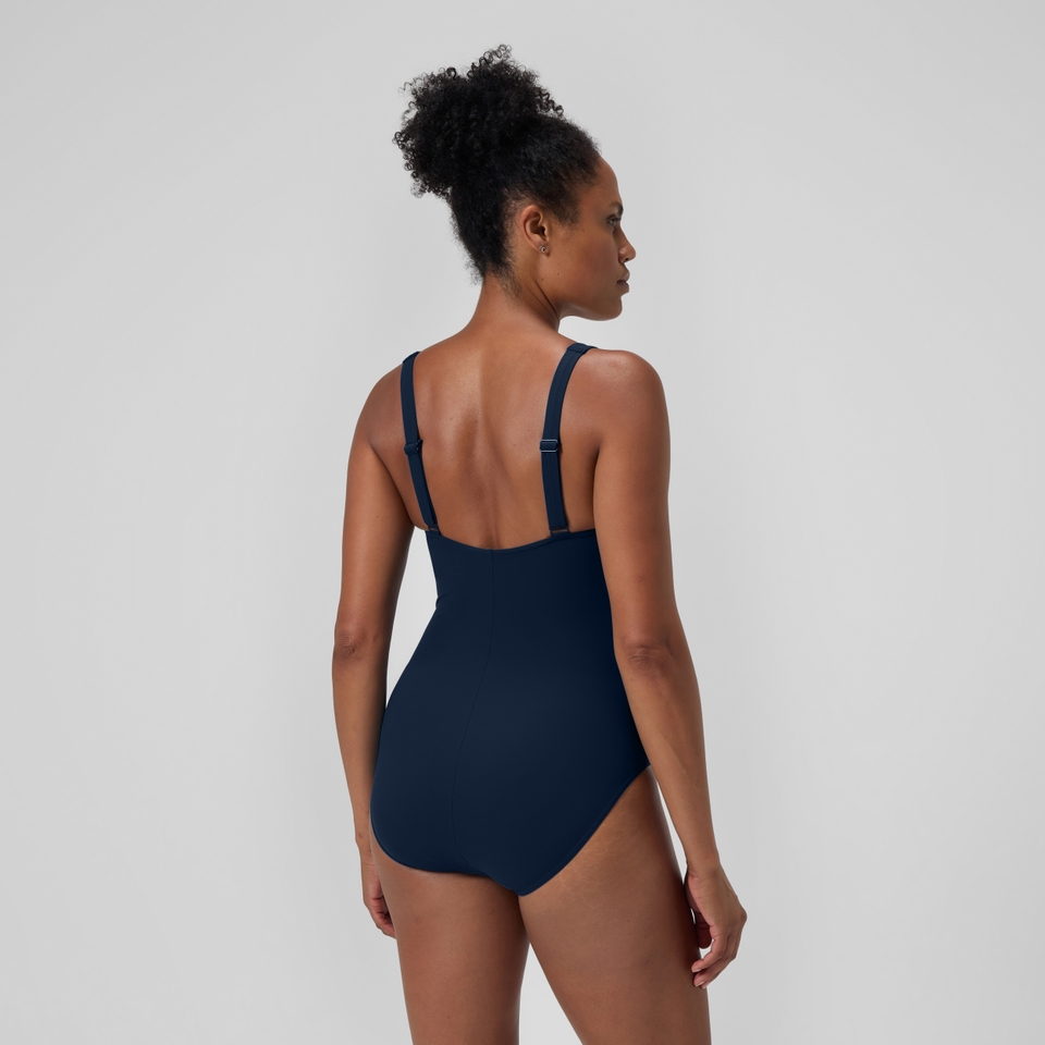 LunaElustre Formender bedruckter Badeanzug Marineblau/Grün für Damen