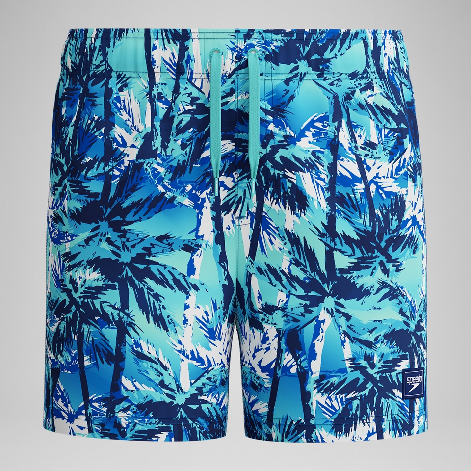 Bedruckte Badeshorts 33 cm Blau für Jungen