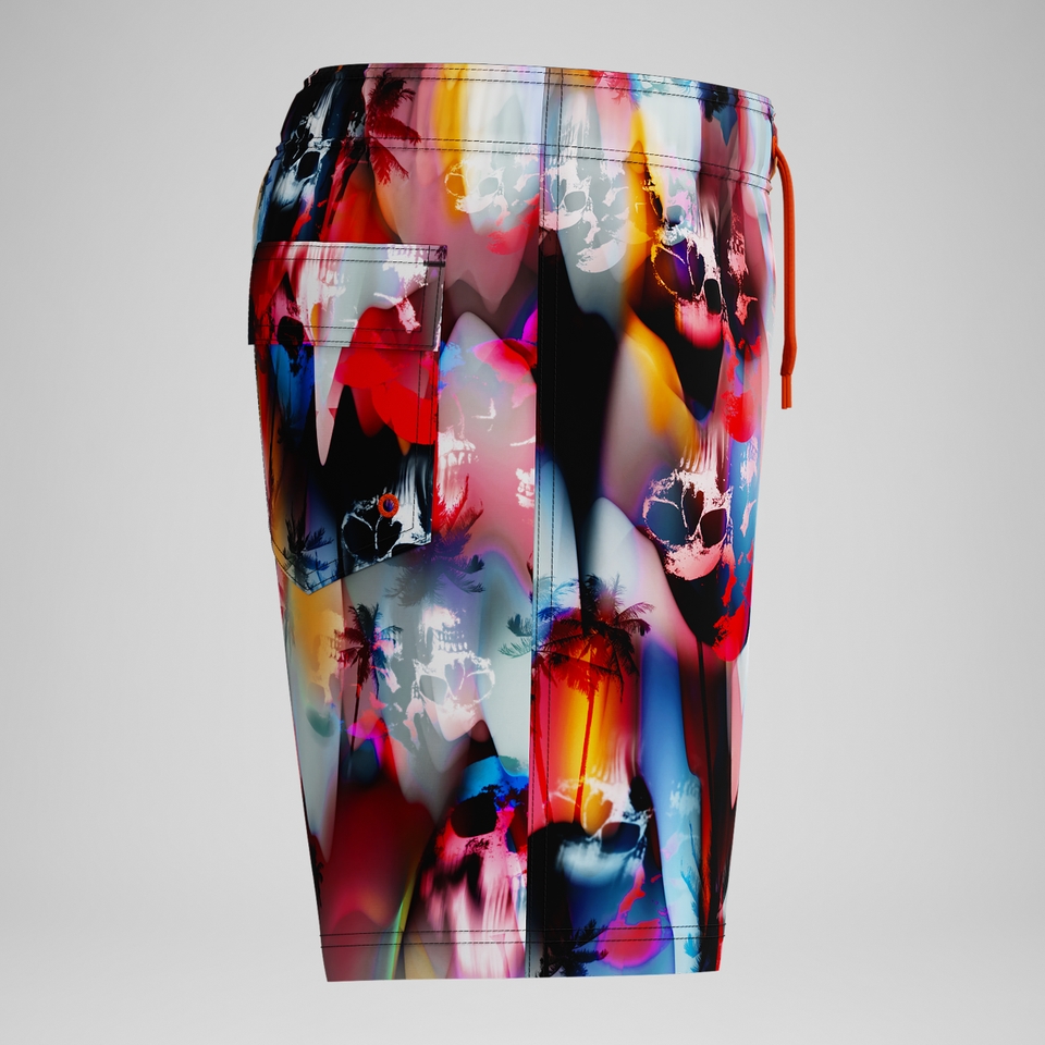 Short de bain Garçon 38 cm imprimé noir/rouge