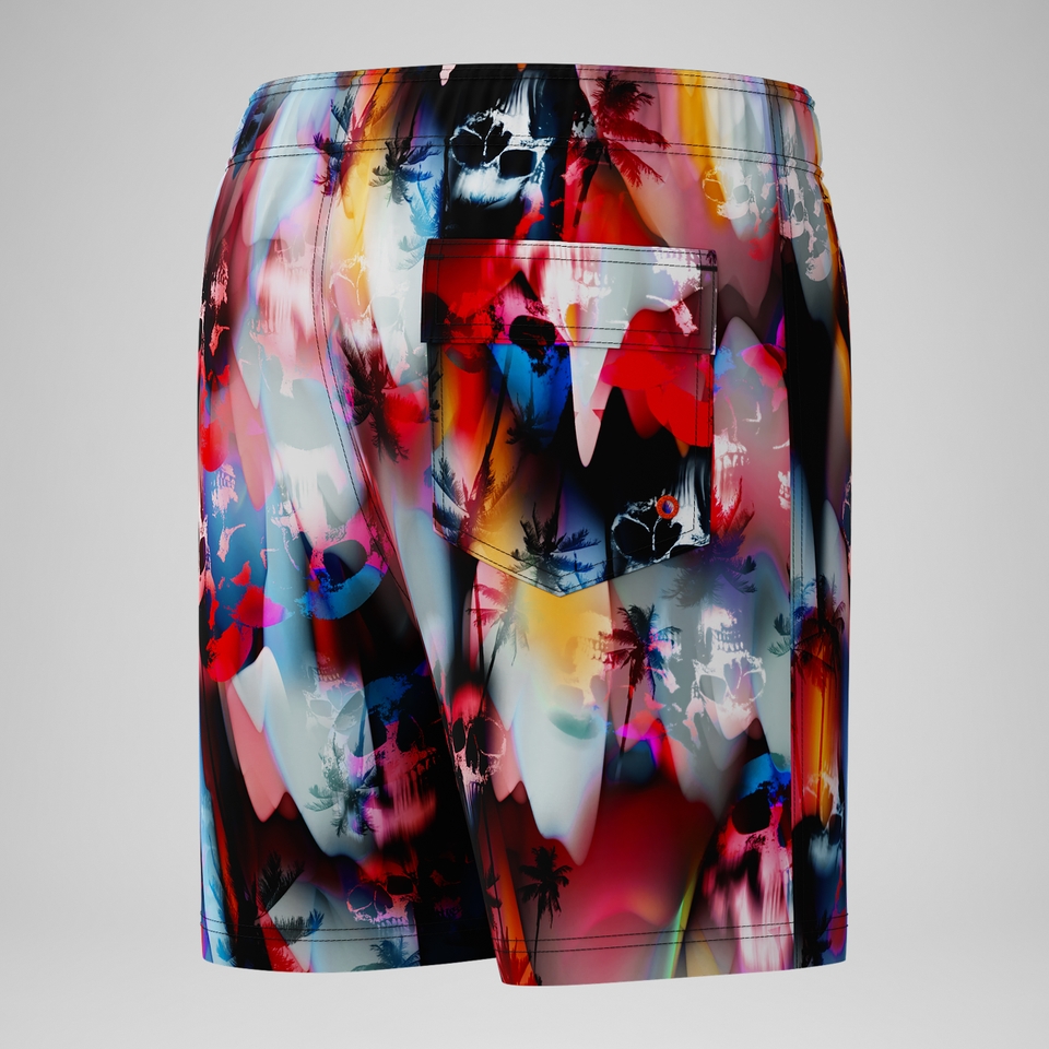 Short de bain Garçon 38 cm imprimé noir/rouge