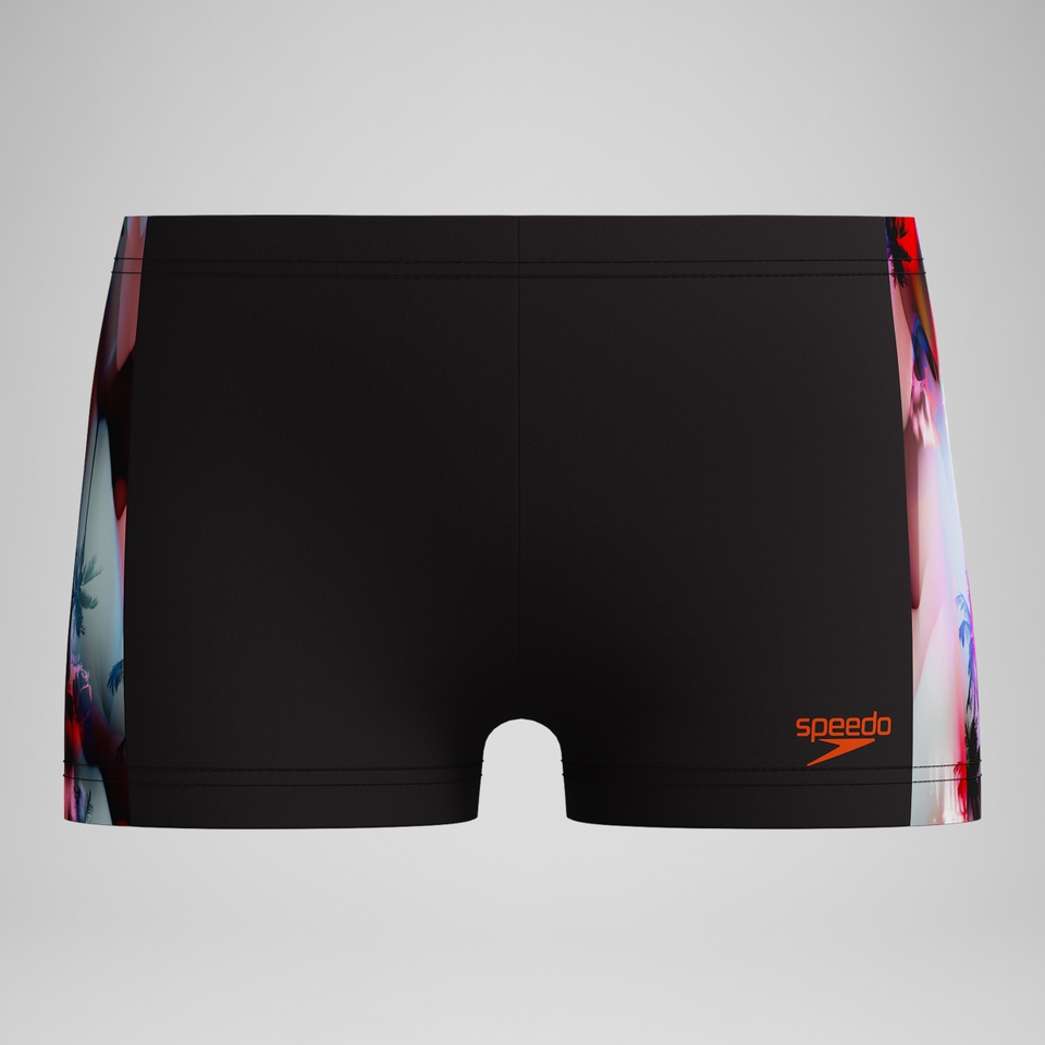 Aquashorts mit Digital-Panel Schwarz für Jungen