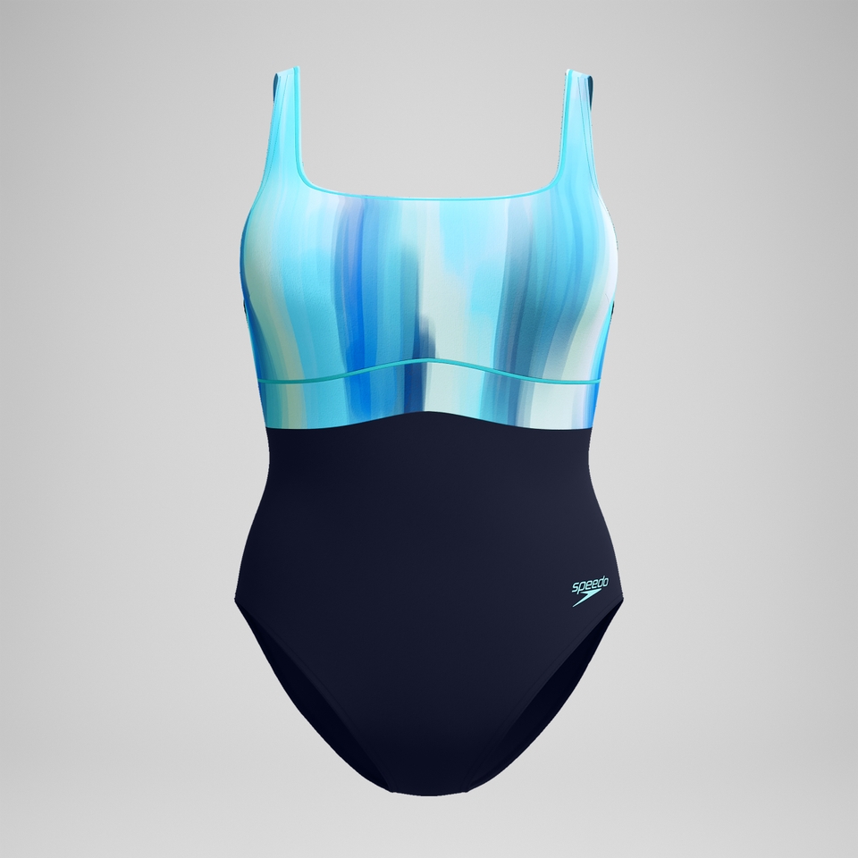 Women's Shaping Printed Contour Eclipse Swimsuit Navy/Green