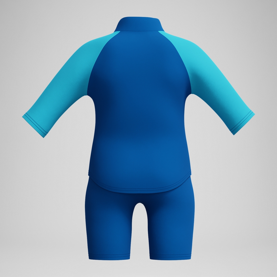 Schwimmlern-Sonnenschutz Oberteil & Shorts Blau für Jungen