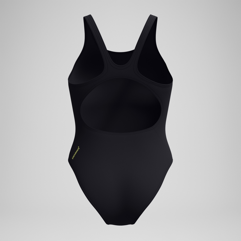 Women's Placement Muscleback Swimsuit Black/Yellow