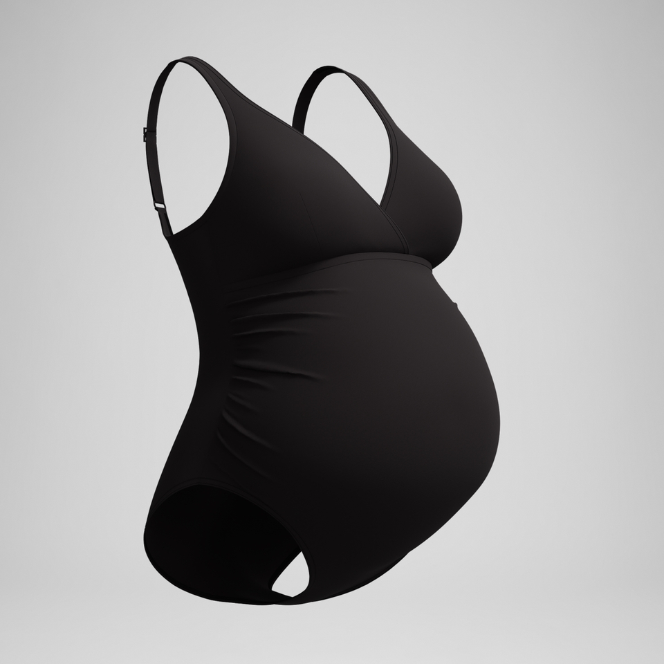 Women's V Neck Maternity U-Back Swimsuit Black