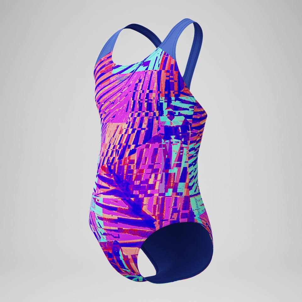 Maillot de bain Fille Spashback imprimé numérique rose/bleu