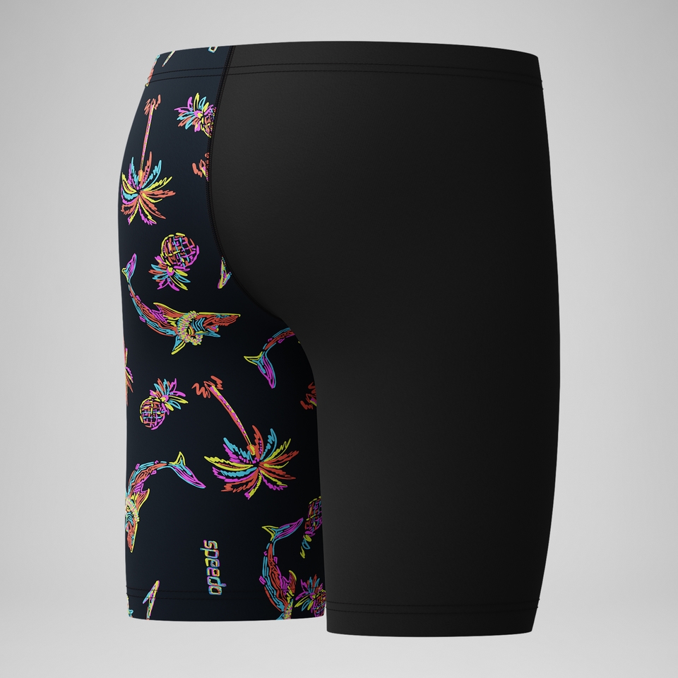 Bedruckte Schwimmhose mit V-Cut Schwarz für Jungen