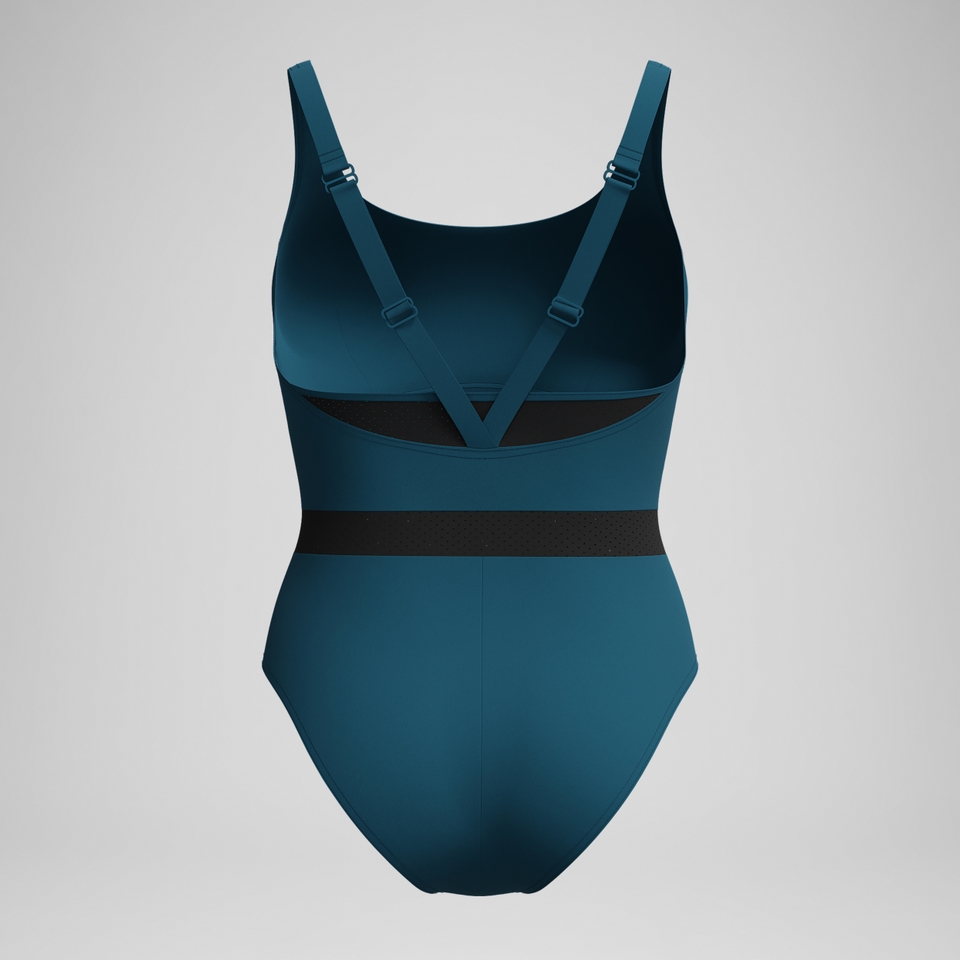 Maillot de bain Femme effet galbant LuniaGlow sarcelle foncé/noir