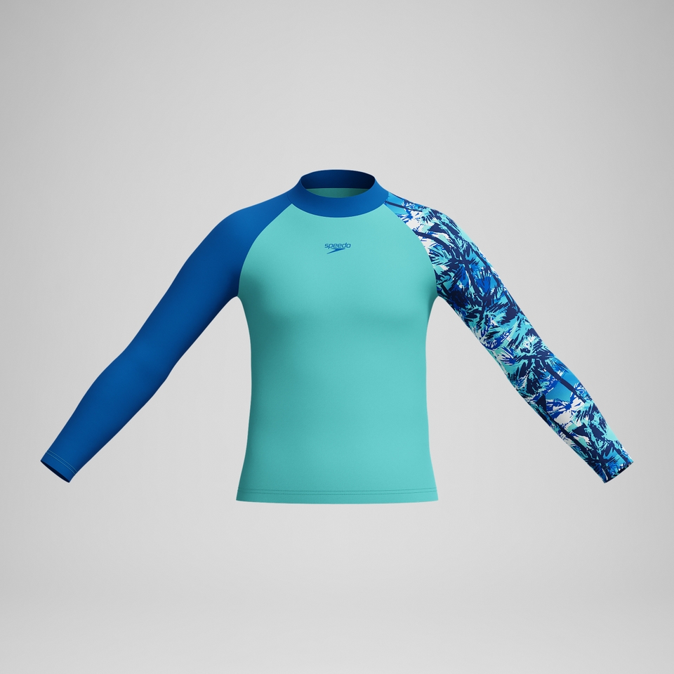 Langärmliges Bedrucktes Rash-Top Blau für Jungen