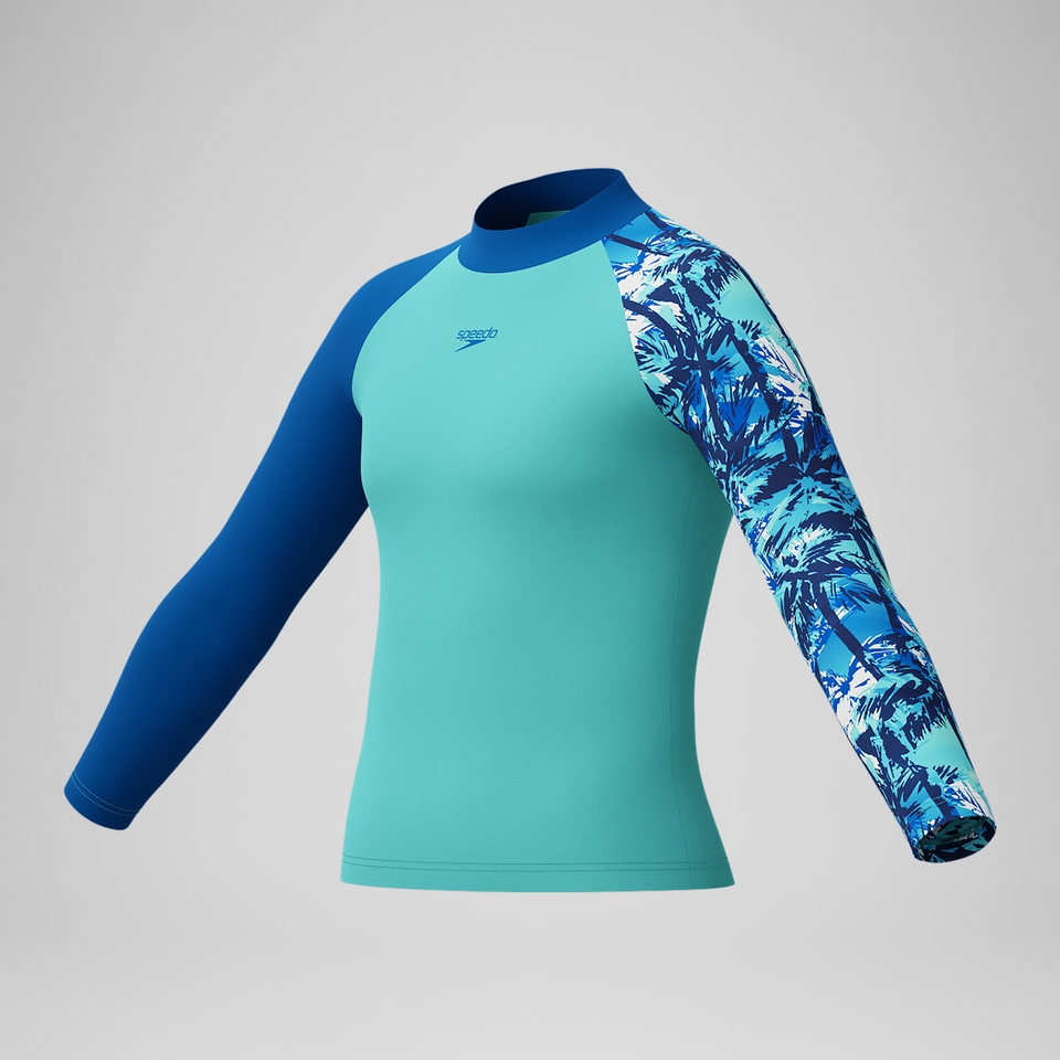 Langärmliges Bedrucktes Rash-Top Blau für Jungen