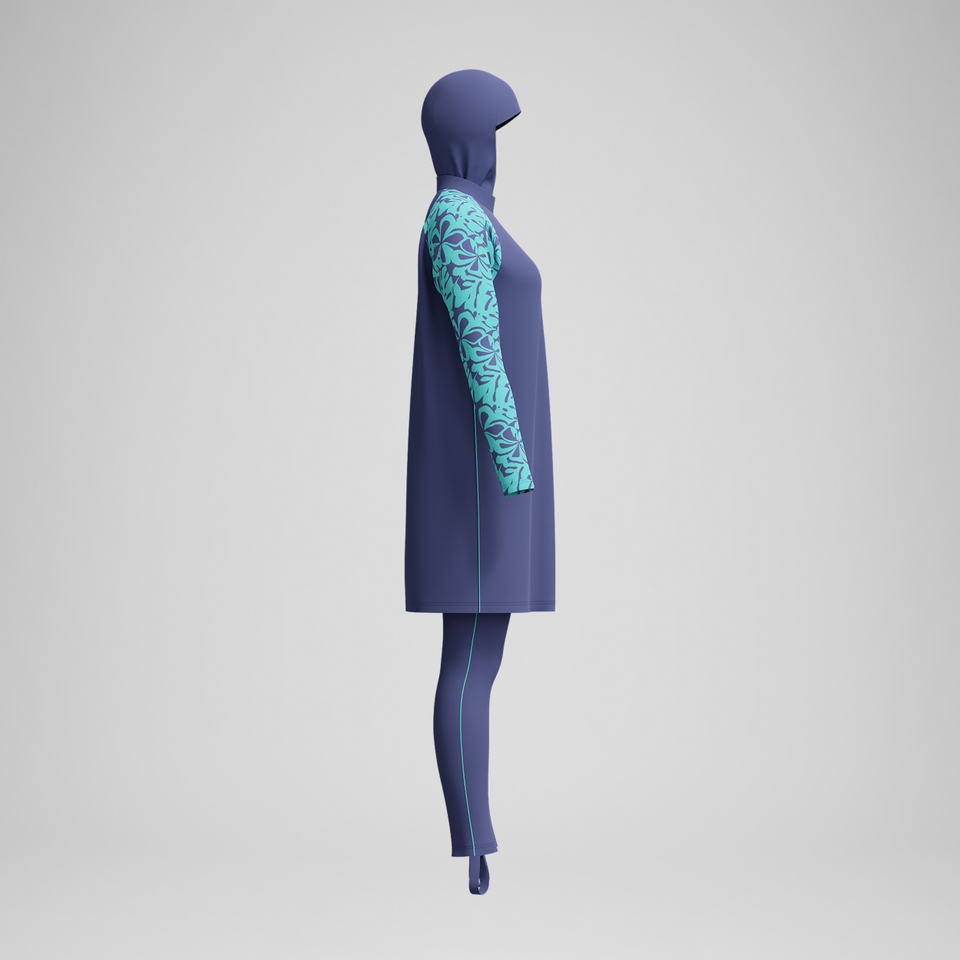 Dreiteiliger Badeanzug Blau/Grün für Damen
