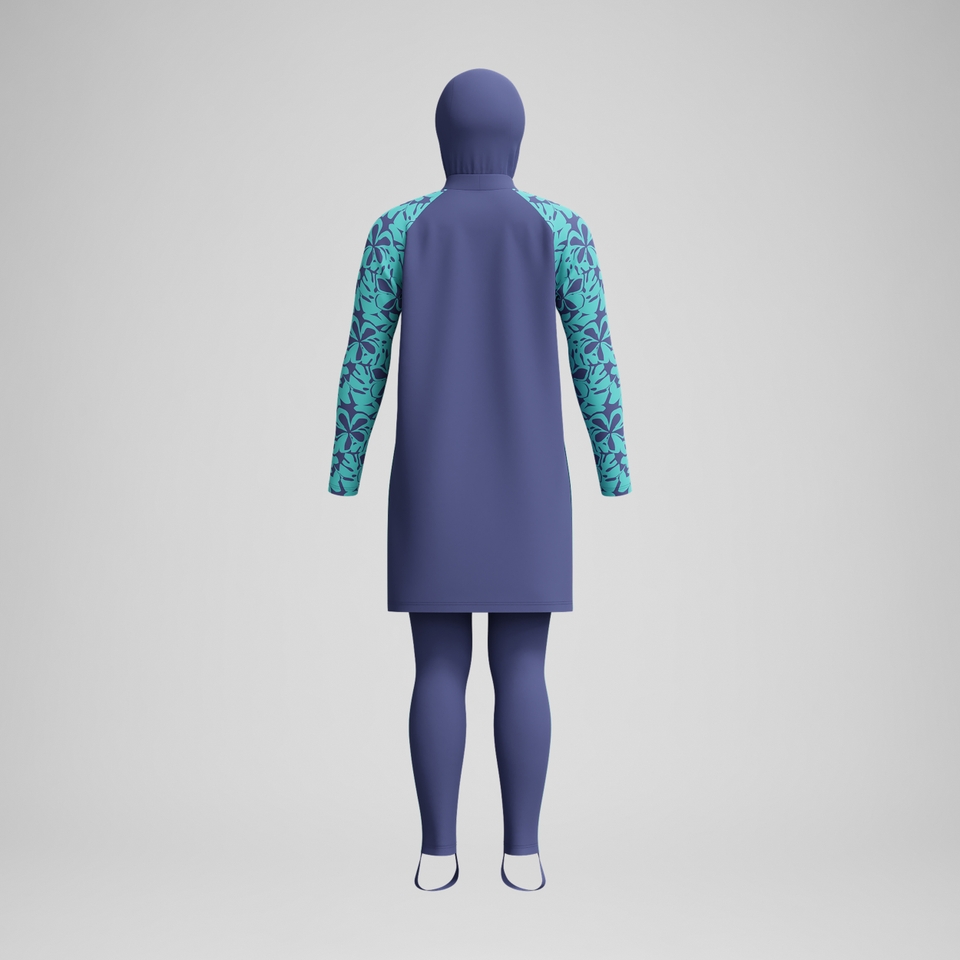 Dreiteiliger Badeanzug Blau/Grün für Damen