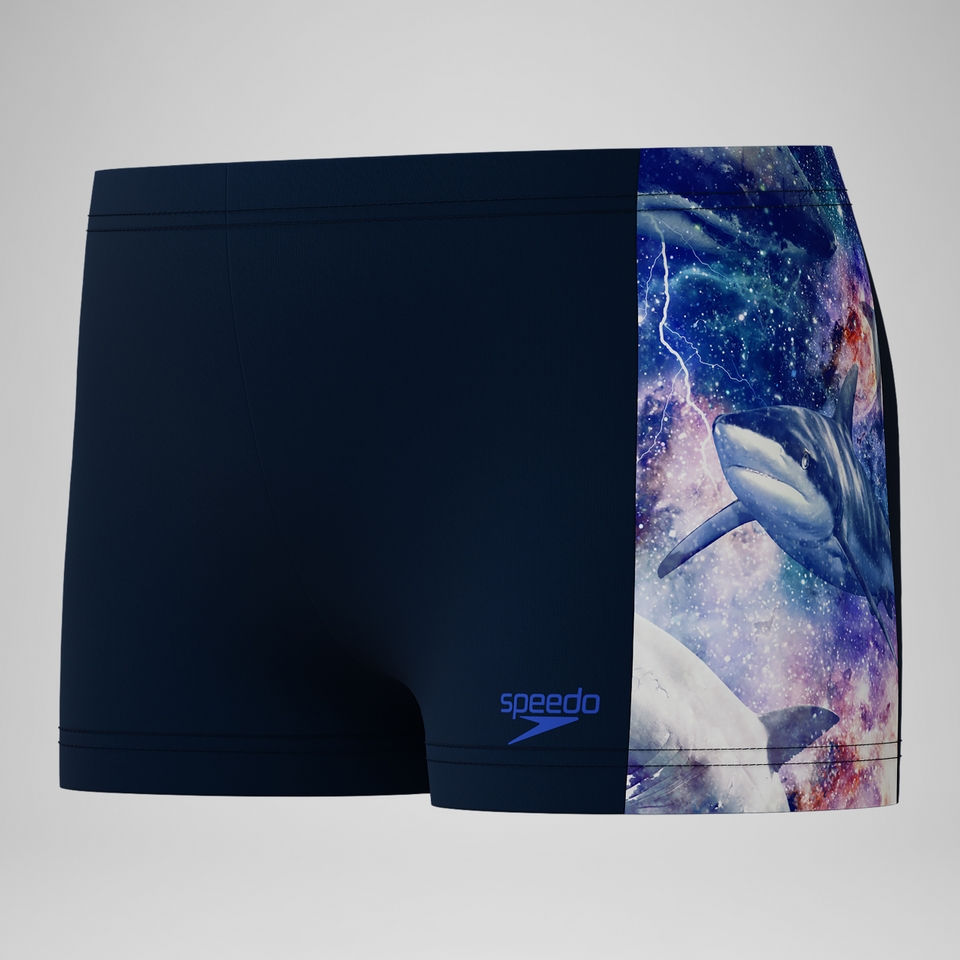 Short de bain Aquashort Garçon Digital Panel bleu marine