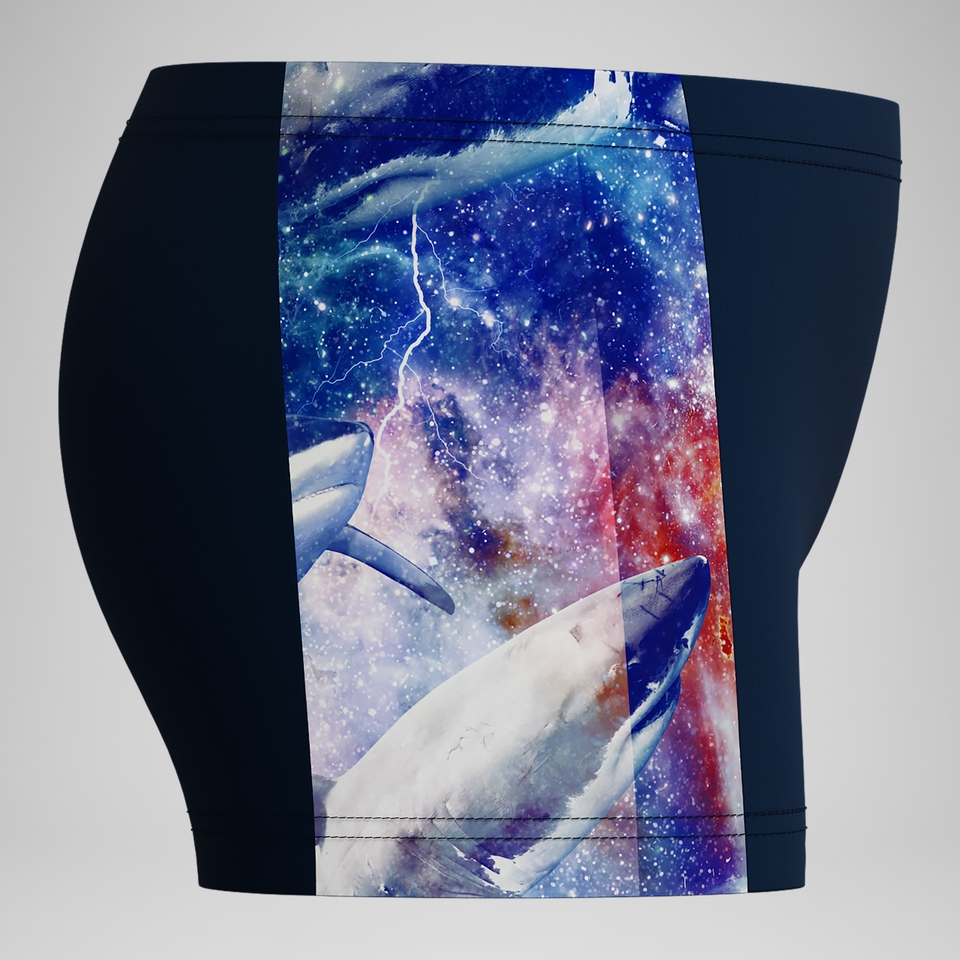 Short de bain Aquashort Garçon Digital Panel bleu marine