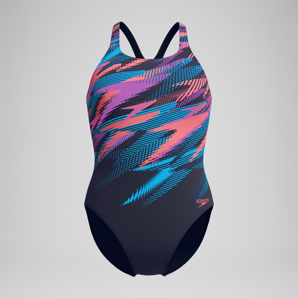 Women's Digital Printed Medalist Swimsuit Blue/Pink