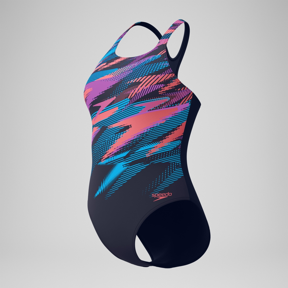 Women's Digital Printed Medalist Swimsuit Blue/Pink