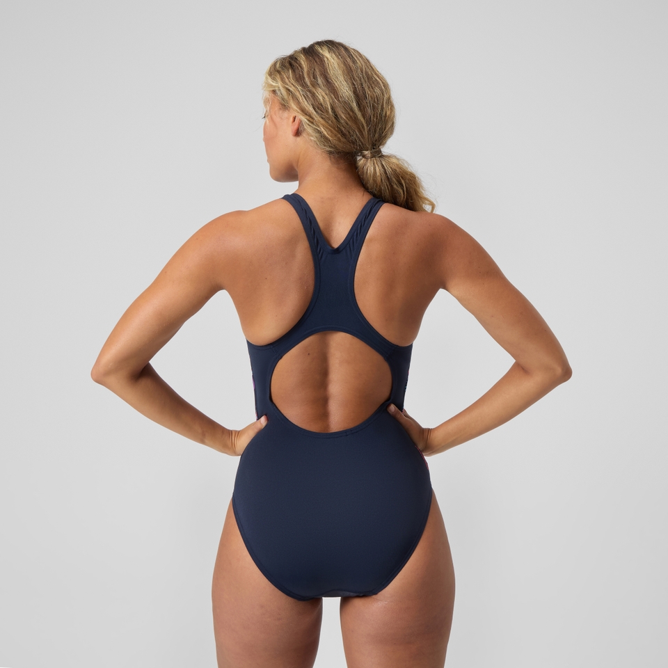 Women's Digital Printed Medalist Swimsuit Blue/Pink