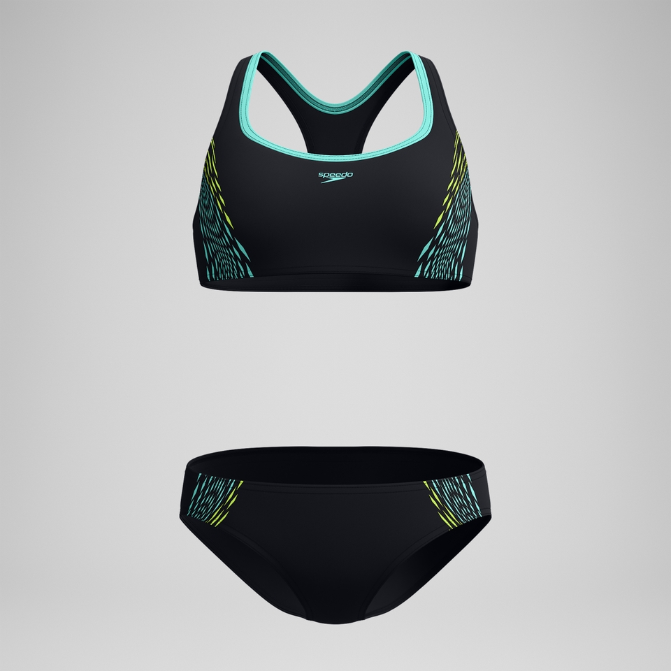 Placement-Bikini Schwarz/Gelb für Damen