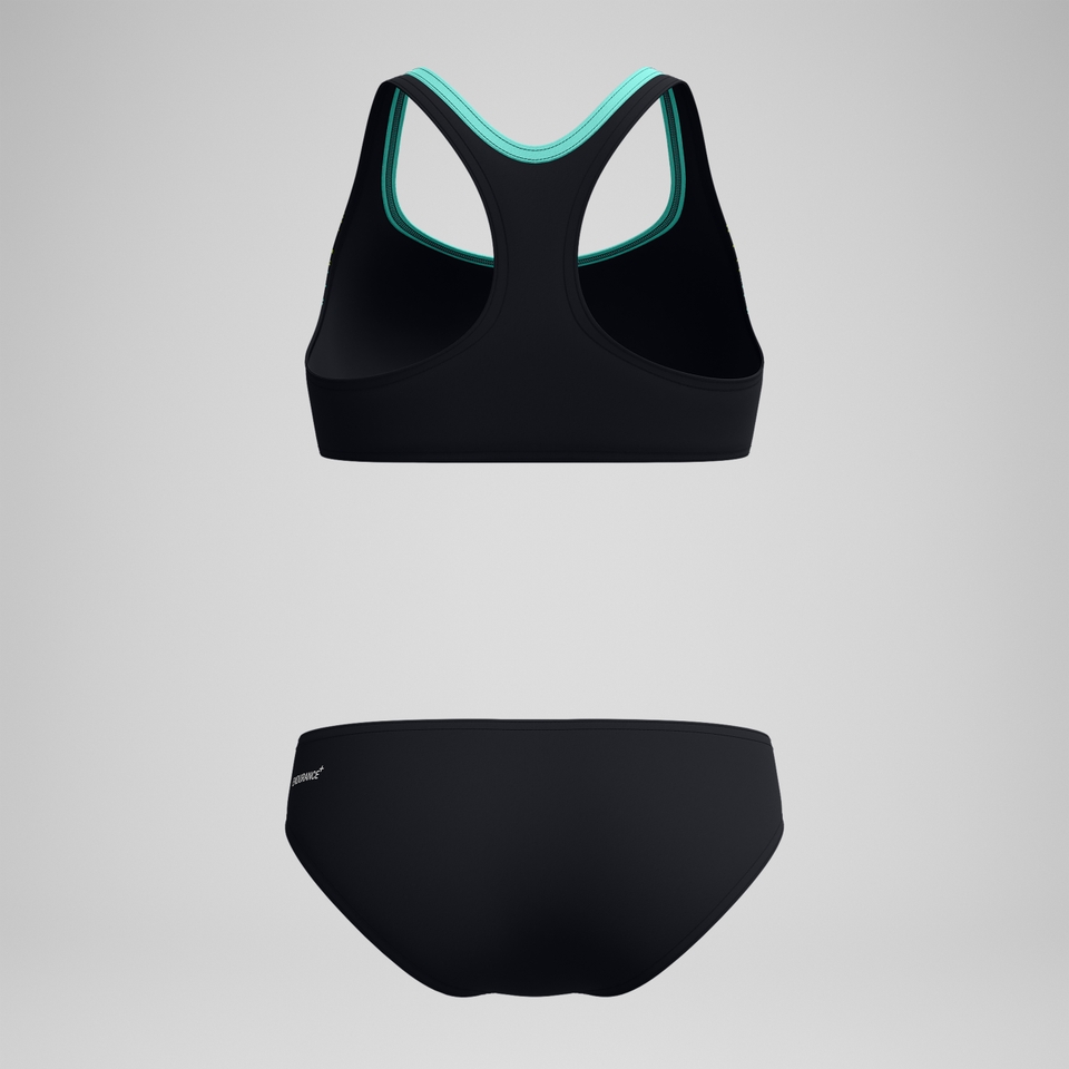 Placement-Bikini Schwarz/Gelb für Damen