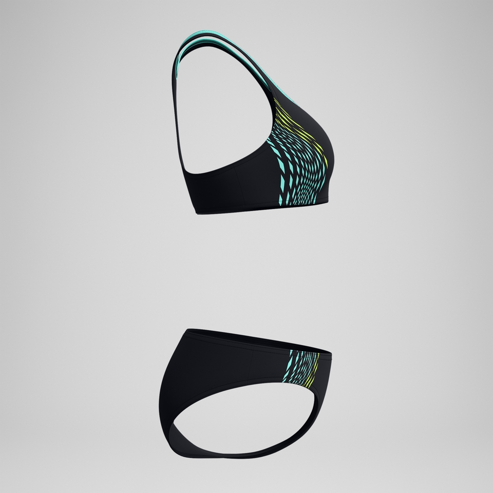 Placement-Bikini Schwarz/Gelb für Damen
