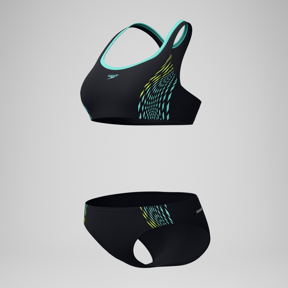 Placement-Bikini Schwarz/Gelb für Damen