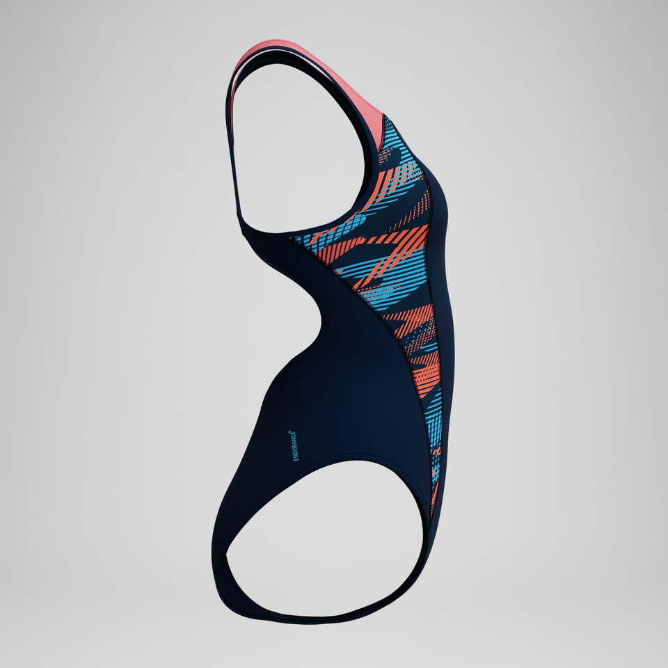 Placement Badeanzug Marineblau/Koralle für Damen