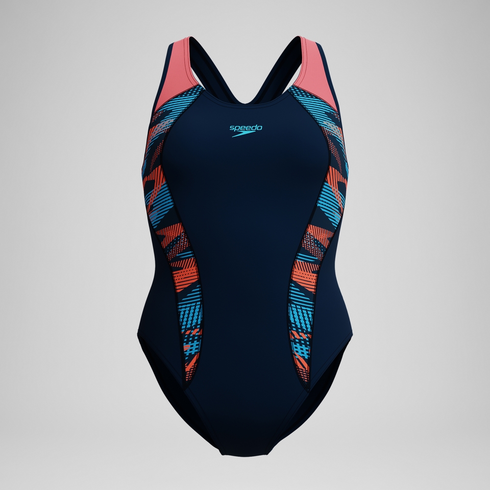 Placement Badeanzug Marineblau/Koralle für Damen