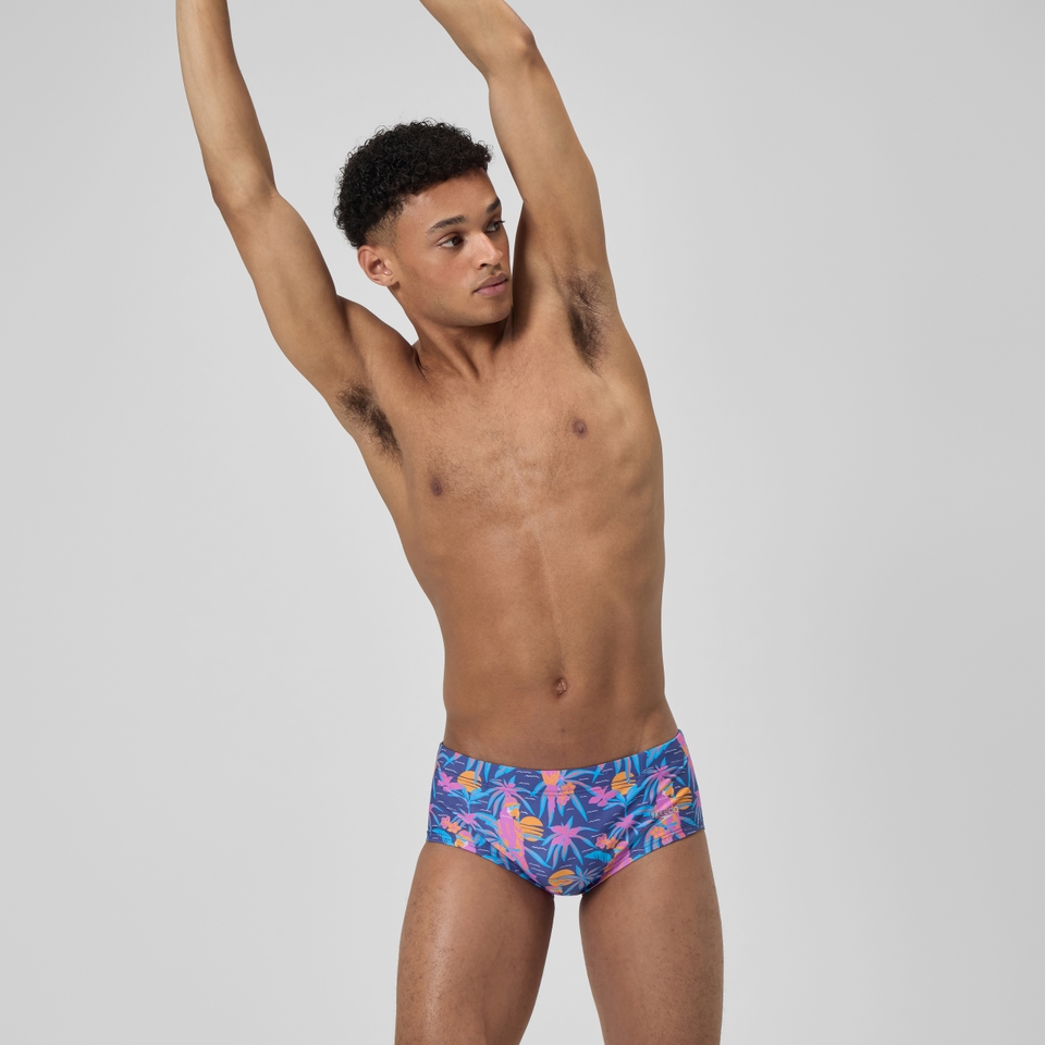 Slip de bain Homme Club Training imprimé 13,5 cm bleu marine/rose