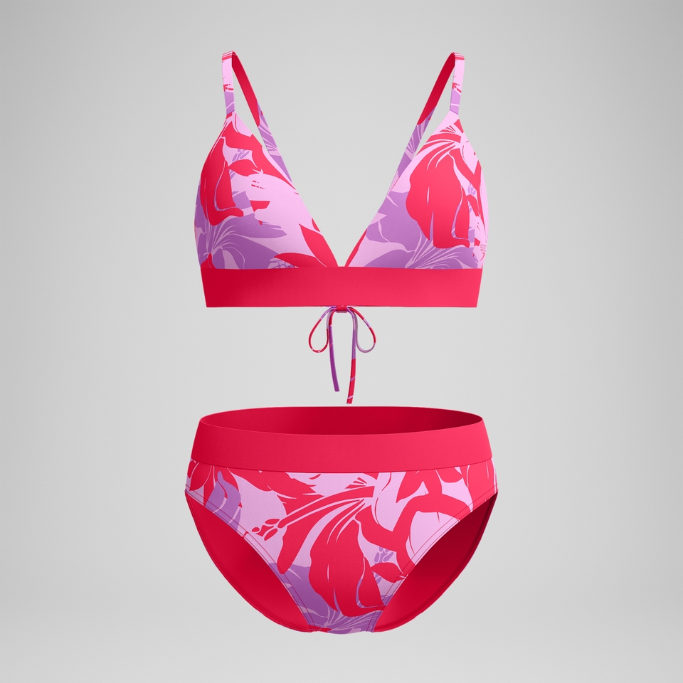 Women's Printed Banded Triangle Bikini Red