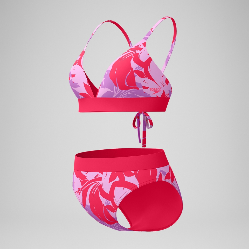 Women's Printed Banded Triangle Bikini Red