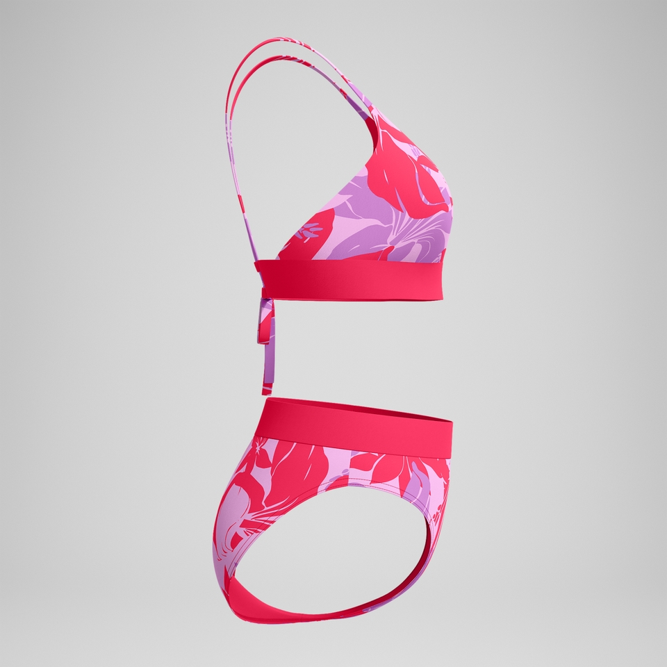 Women's Printed Banded Triangle Bikini Red