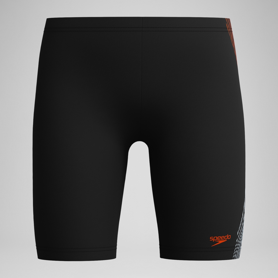Plastisol Placement-Schwimmhose Schwarz/Rot für Jungen