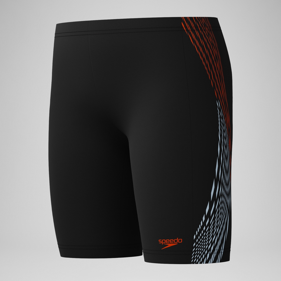 Plastisol Placement-Schwimmhose Schwarz/Rot für Jungen