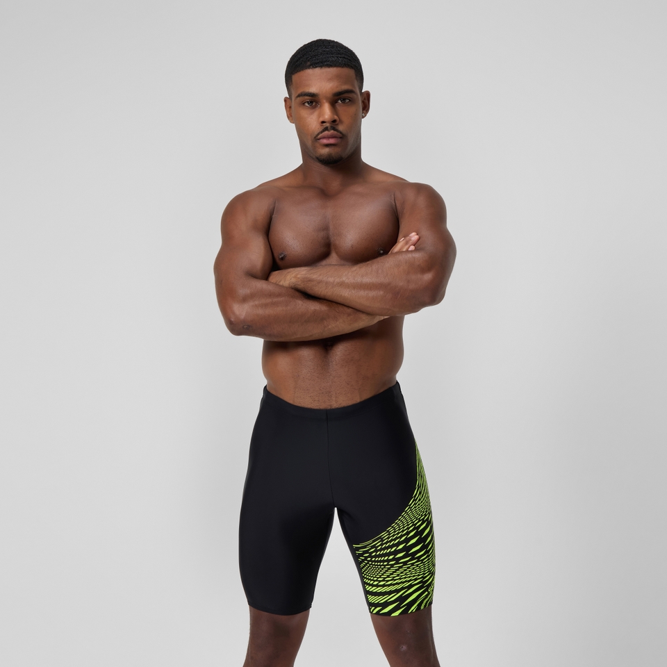 Medley Logo-Schwimmhose Schwarz/Gelb für Herren