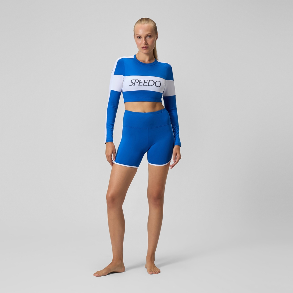 Women's Jetstream Long Sleeve Colorblock Crop Rashguard Blue