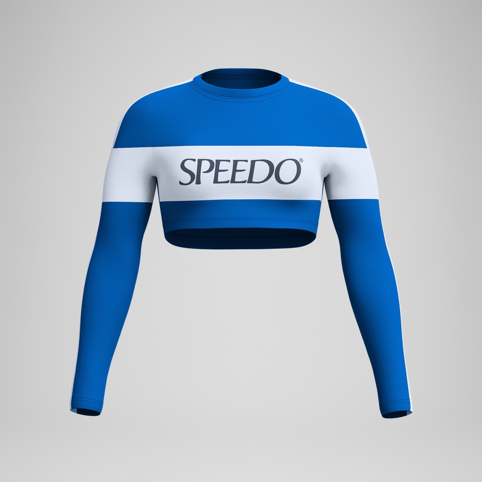 Women's Jetstream Long Sleeve Colorblock Crop Rashguard Blue