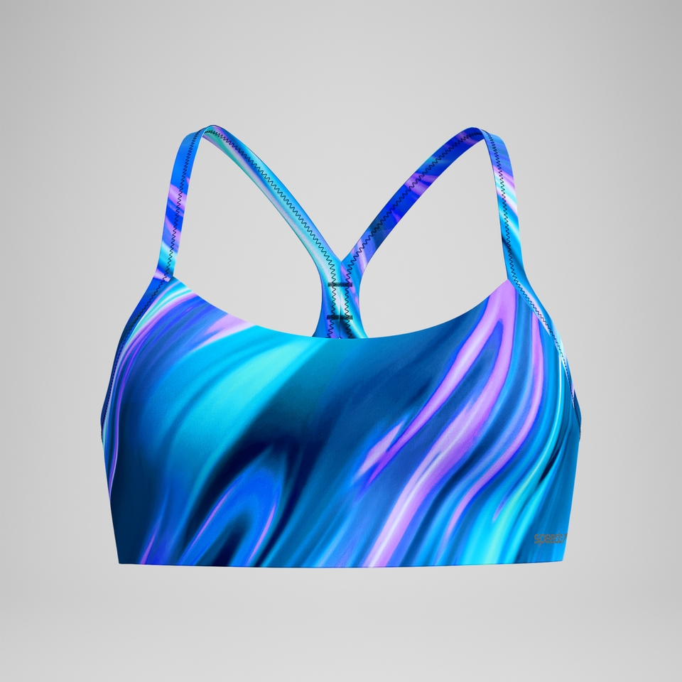 Bedrucktes Bikinioberteil Blau/Petrol für Damen