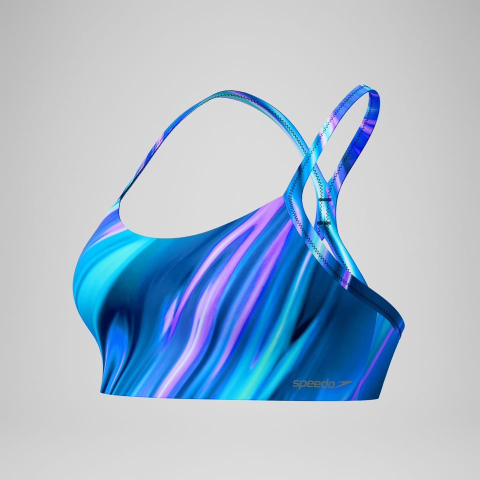 Bedrucktes Bikinioberteil Blau/Petrol für Damen