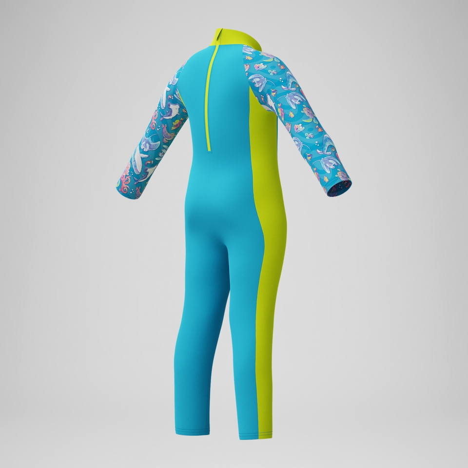 Bedruckte Schwimmlern-Badehose Blau/Gelb für Jungen