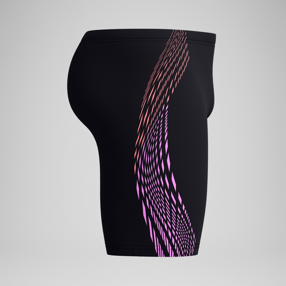 Duo Logo Print Mittellange Schwimmhose Schwarz/Koralle für Herren