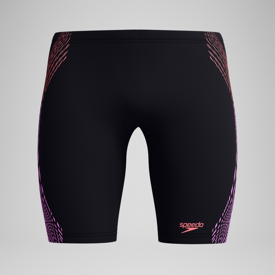 Duo Logo Print Mittellange Schwimmhose Schwarz/Koralle für Herren