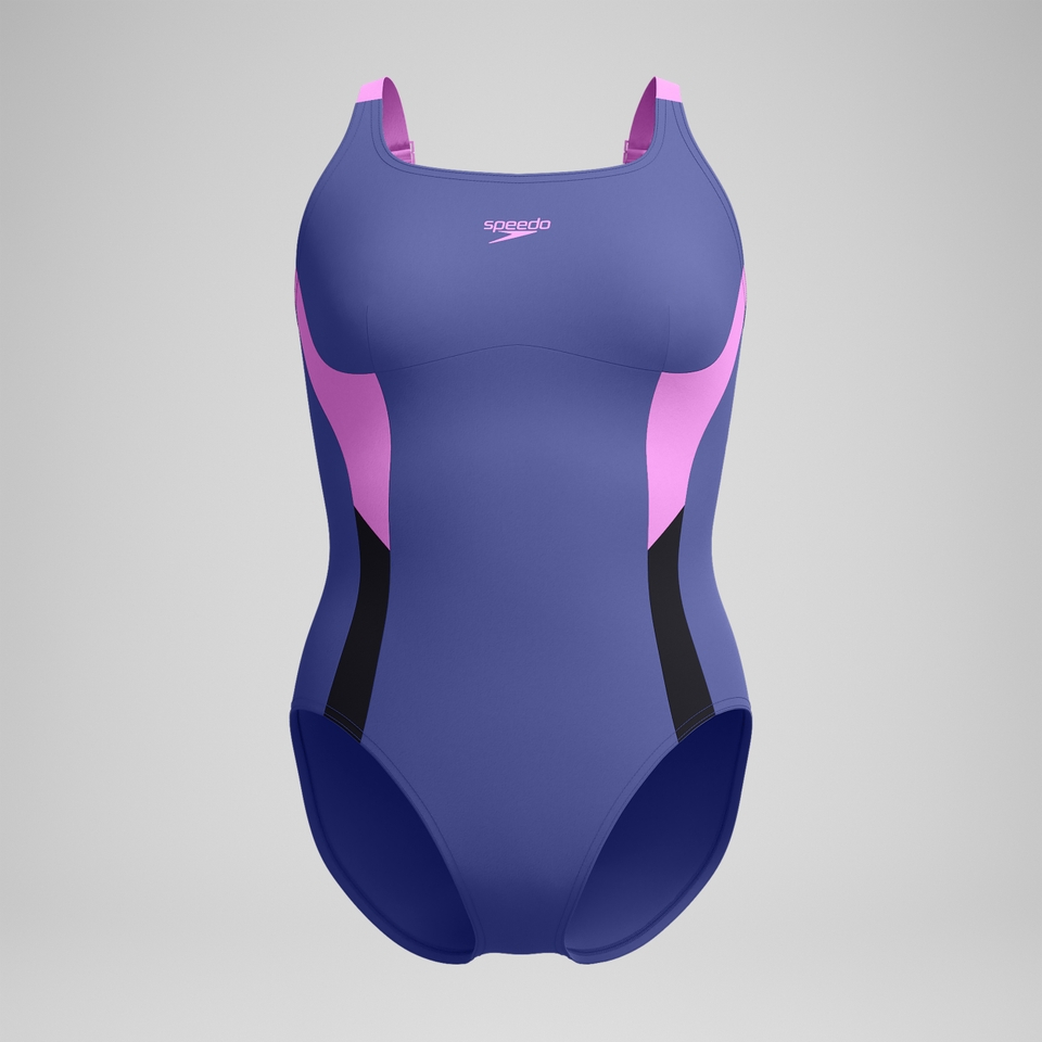 Women's Shaping Solid Splice Swimsuit Purple/Pink