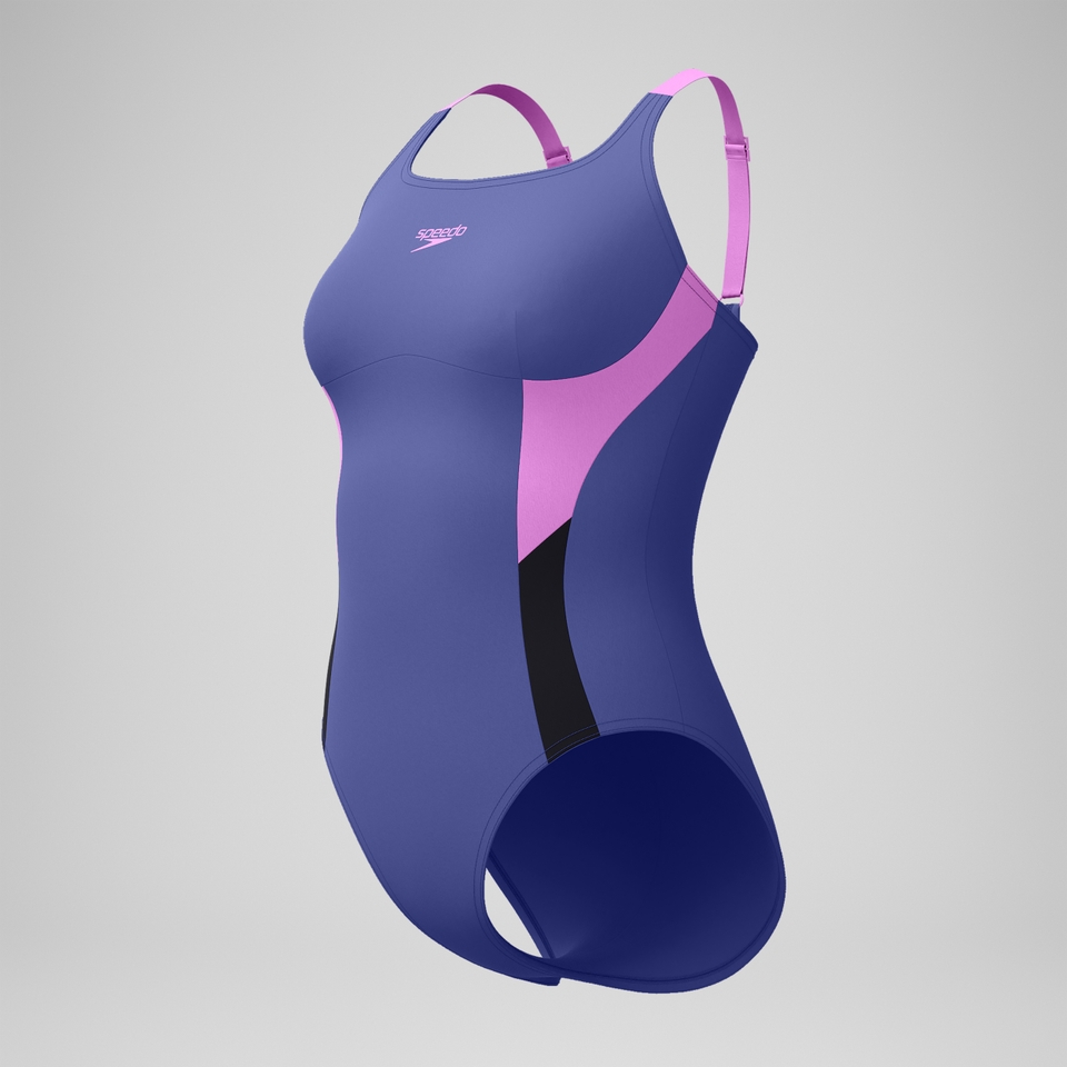 Women's Shaping Solid Splice Swimsuit Purple/Pink